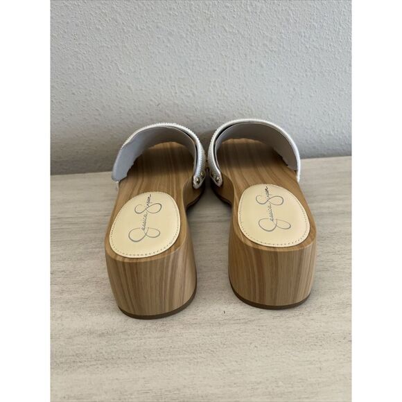 Jessica Simpson Womens Sz 6M Rexile wood Platform Slide Sandals White - Picture 9 of 14